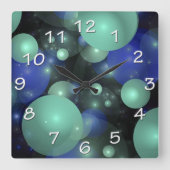 Abstracte hedendaagse blauwe groene drijvende bell vierkante klok (Voorkant)