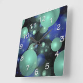 Abstracte hedendaagse blauwe groene drijvende bell vierkante klok (Hoek)