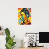 Abstracte hedendaagse digitale Boeddha schilderij Poster (Thuiskantoor)