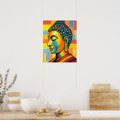Abstracte hedendaagse digitale Boeddha schilderij Poster (Keuken)