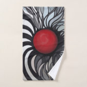 Abstracte, hedendaagse, rode cirkel, zwart, wit bad handdoek (Handdoek)