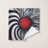 Abstracte, hedendaagse, rode cirkel, zwart, wit bad handdoek (Wasdoekje)