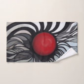 Abstracte, hedendaagse, rode cirkel, zwart, wit bad handdoek (Handdoek)