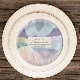 Abstracte Hedendaagse Waterverf Pensioen Partij Papieren Bordje