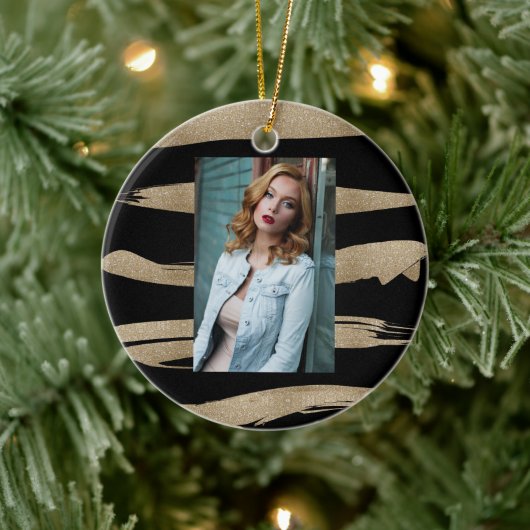 abstracte hedendaagse zwarte goudborstelslag keramisch ornament (Boom)