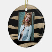 abstracte hedendaagse zwarte goudborstelslag keramisch ornament (Links)