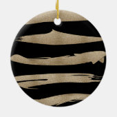 abstracte hedendaagse zwarte goudborstelslag keramisch ornament (Achterkant)