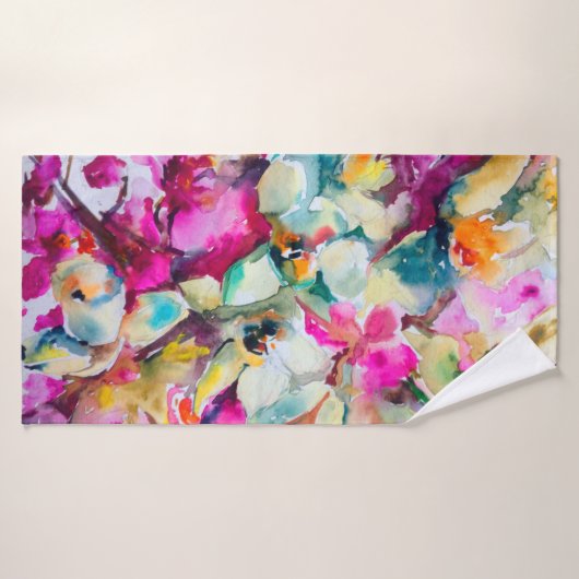 Abstracte heldere decoratieve achtergrond. Flo Badhanddoek (Badhanddoek)