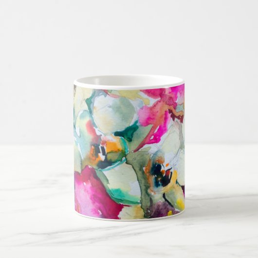 Abstracte heldere decoratieve achtergrond. Flo Koffiemok (Center)