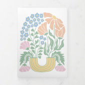 Abstracte Heldere Kleurrijke Bloemen Wedding Detai Drieluik Uitnodiging (Cover)