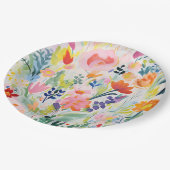 Abstracte heldere kleurrijke bloemenillustratie papieren bordje (Gekanteld)