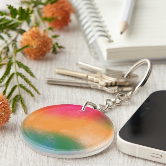 abstracte heldere kleurrijke rokerige achtergrond sleutelhanger (Voorkant Rechts)