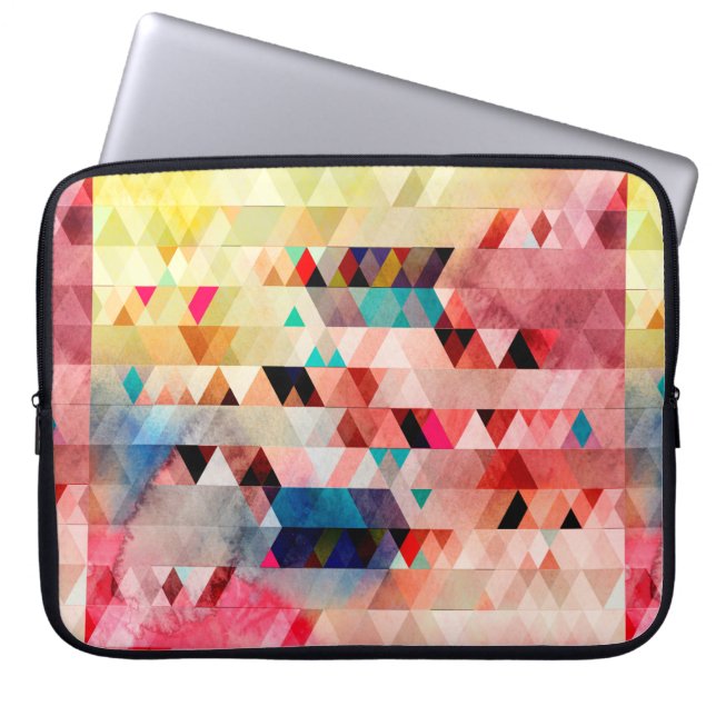 Abstracte heldere kleurrijke waterverf achtergrond laptop sleeve (Voorkant)