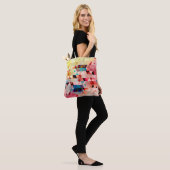 Abstracte heldere kleurrijke waterverf achtergrond tote bag (Op model)