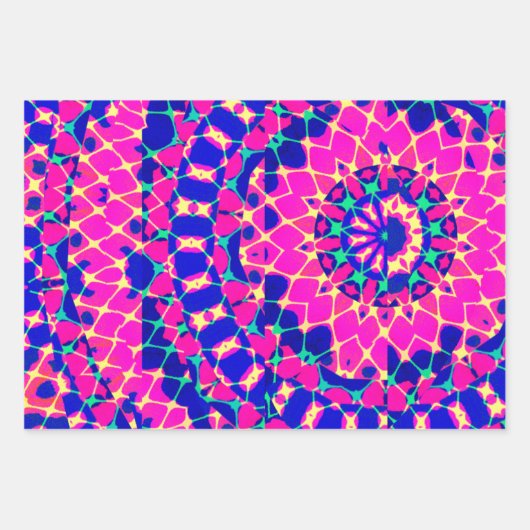 Abstracte heldere Neon Vaporwave Inpakpapier Vel (Voorkant 3)