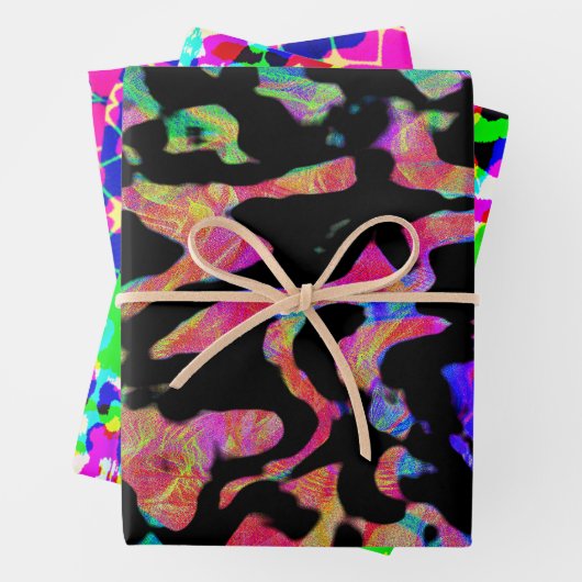 Abstracte heldere Neon Vaporwave Inpakpapier Vel (In situ)