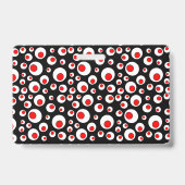 Abstracte heldere rode cirkels in witte cirkels zw badge (Achterkant)