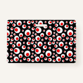 Abstracte heldere rode cirkels in witte cirkels zw badge (Achterkant)