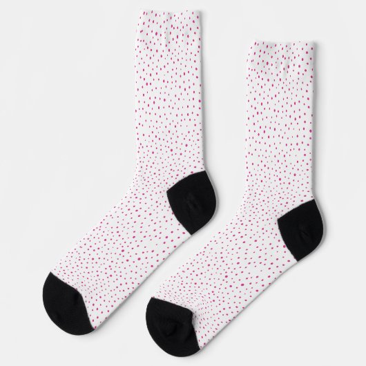  Abstracte Heldere Roze Polka Dots op Wit Sokken (Links)