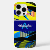 Abstracte heldere tropische palmbladeren monogramm Case-Mate iPhone case (Achterkant)