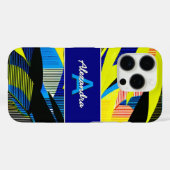 Abstracte heldere tropische palmbladeren monogramm Case-Mate iPhone case (Achterkant (horizontaal))