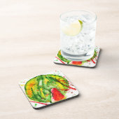 Abstracte heldere waterverf watermeloen bier onderzetter (Rechterzijde)
