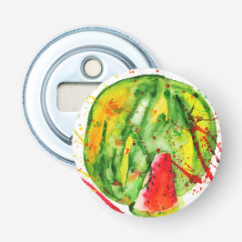 Abstracte heldere waterverf watermeloen button flesopener