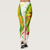 Abstracte heldere waterverf watermeloen leggings (Achterkant)