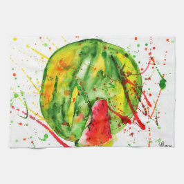 Abstracte heldere waterverf watermeloen theedoek