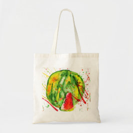 Abstracte heldere waterverf watermeloen tote bag