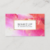 Abstracte helderroze Waterverf Faux Gold Dust Visitekaartje (Voorkant)