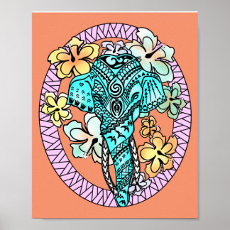 Abstracte helderziende polynesiaanse tattoo poster