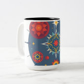 Abstracte hemelgeometrie tweekleurige koffiemok (Voorkant links)