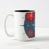 Abstracte hemelgeometrie tweekleurige koffiemok (Links)