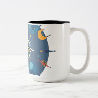 Abstracte hemelgeometrie tweekleurige koffiemok