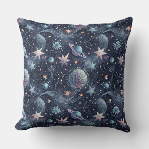 Abstracte Hemelplaneten & Sterren Ruimtepatroon Kussen