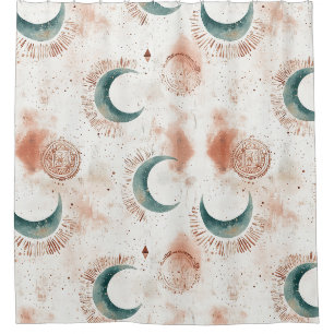 Abstracte Hemelse Halve Manen Terracotta Douchegordijn