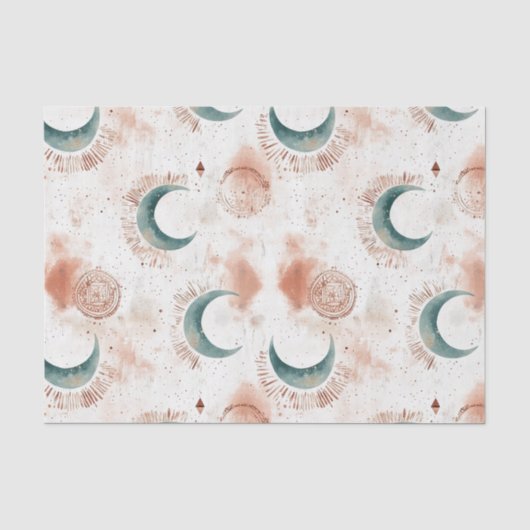 Abstracte Hemelse Halve Manen Terracotta Tissuepapier (Voorkant)