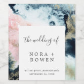 Abstracte hemelse Waterverf bruiloft Wijn Etiket (Enkel label)