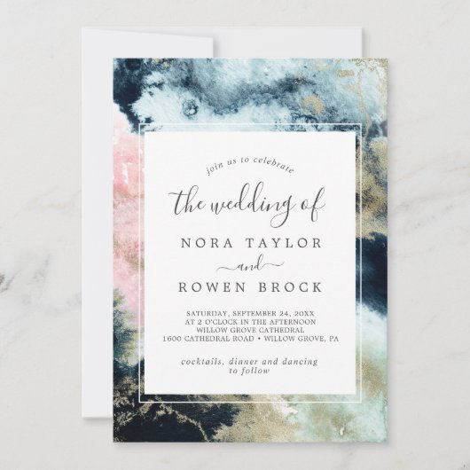 Abstracte hemelse Waterverf Het huwelijk van Kaart (Voorkant)