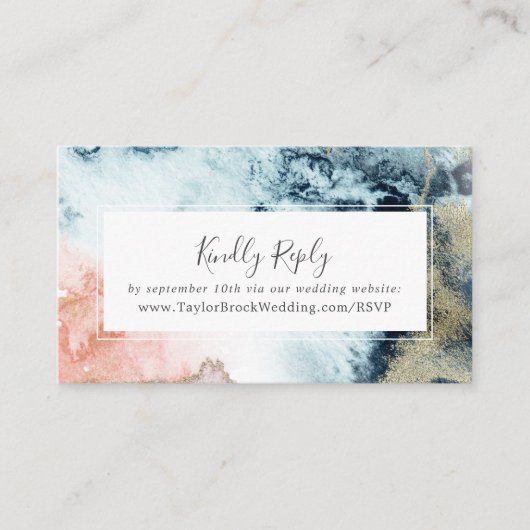Abstracte hemelse Waterverf Wedding Website RSVP Informatiekaartje (Voorkant)