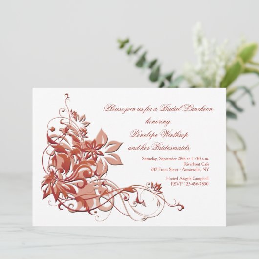 Abstracte Herfst Bloemenuitnodiging Kaart (Staand voorkant)