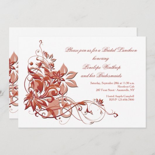 Abstracte Herfst Bloemenuitnodiging Kaart (Voorkant / Achterkant)