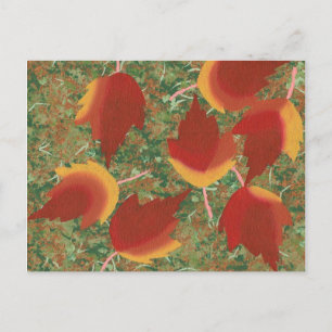 Abstracte herfst esdoornbladeren op de grond ansic briefkaart
