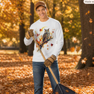 Abstracte Herfst Grote Gehoornde Uil Waterverf Her Tri-Blend Shirt