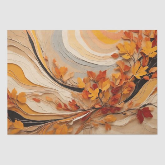 Abstracte herfst herfst bladeren loof decoupage tissuepapier (Voorkant)