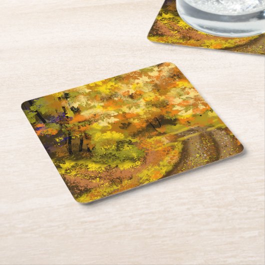Abstracte herfst Herfst kunst Kartonnen Onderzetters (Schuin)