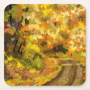 Abstracte herfst Herfst kunst Kartonnen Onderzetters