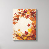Abstracte Herfst Illustratie – Vallende Bladeren Canvas Afdruk (Voorkant)