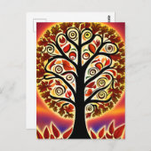 Abstracte herfst oogstboom briefkaart (Voorkant / Achterkant)